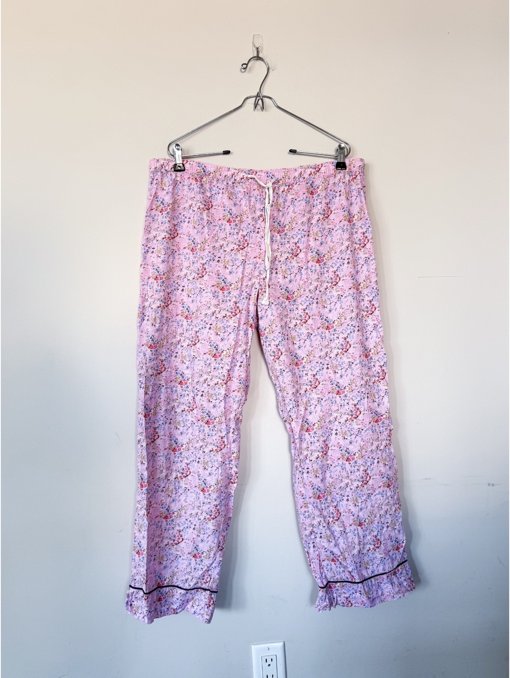 LOVE by Gap Light Pink Floral Tie Waist Loose Pajama PJ Pants Feminine Coquette